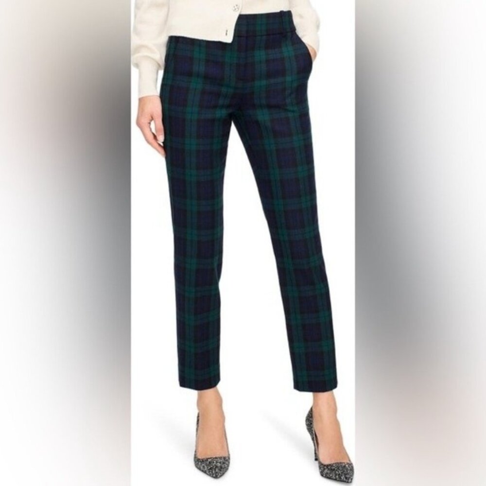 J.‎ CREW Women's EUC Cameron Black Watch Tartan Plaid Wool Crop Pant | Size 14
